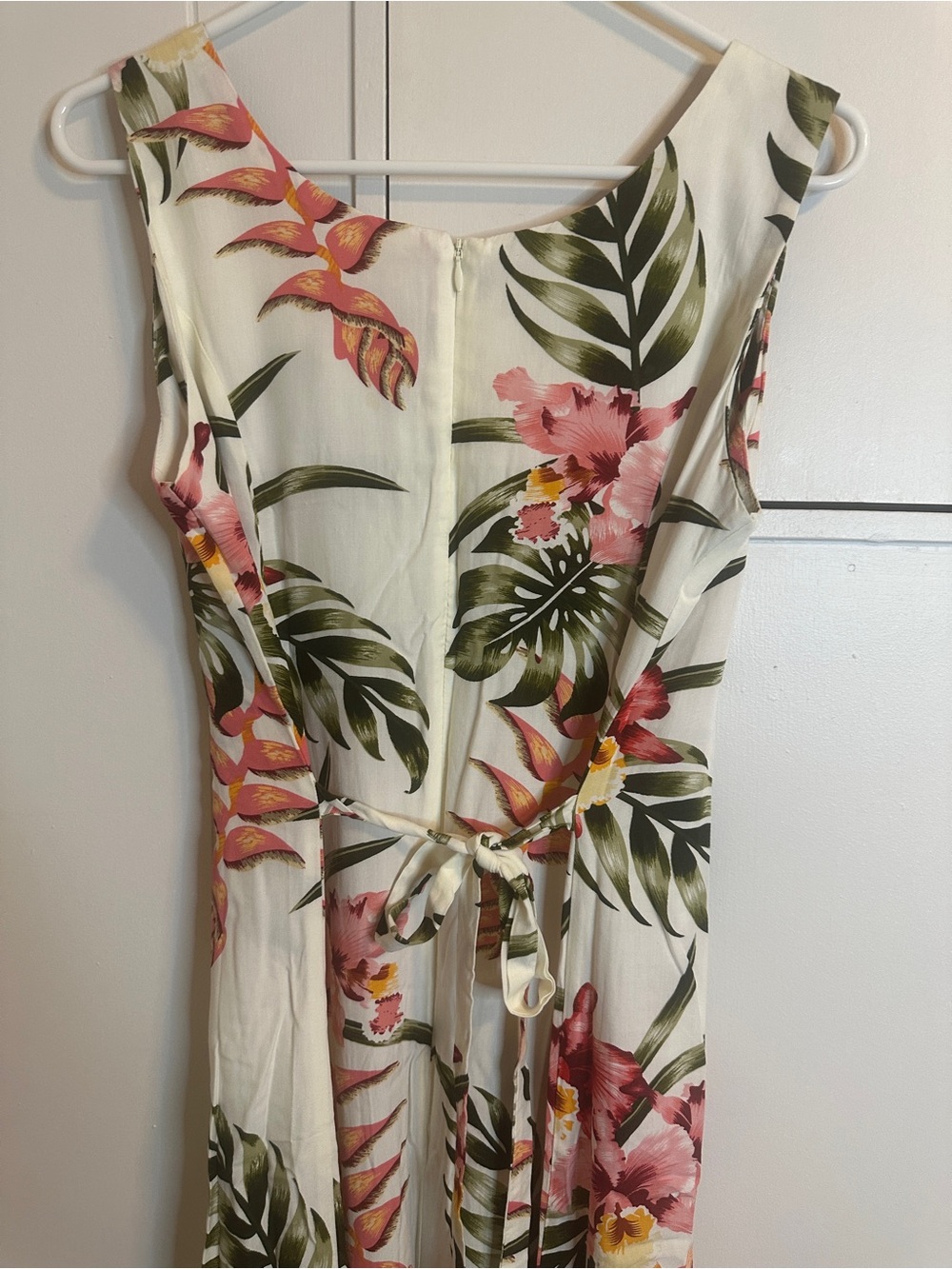 Leilani Collections Hawaii Tropical Floral Midi Dress White Orchid Size 10/12 - Picture 8 of 8